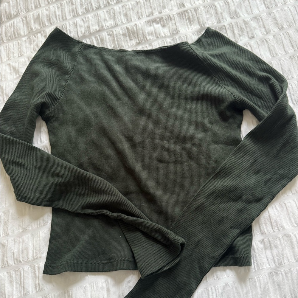 Brandy Melville Dark Green Ribbed Top